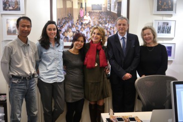 Mrs. Maria Elena Cuomo and Lilly Kyu with the personnel of the CUomo Foundation - February 2015